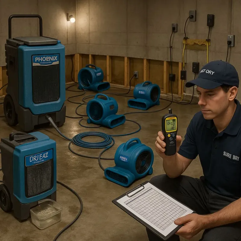 Structural Drying and Dehumidification process in Pickens, MS